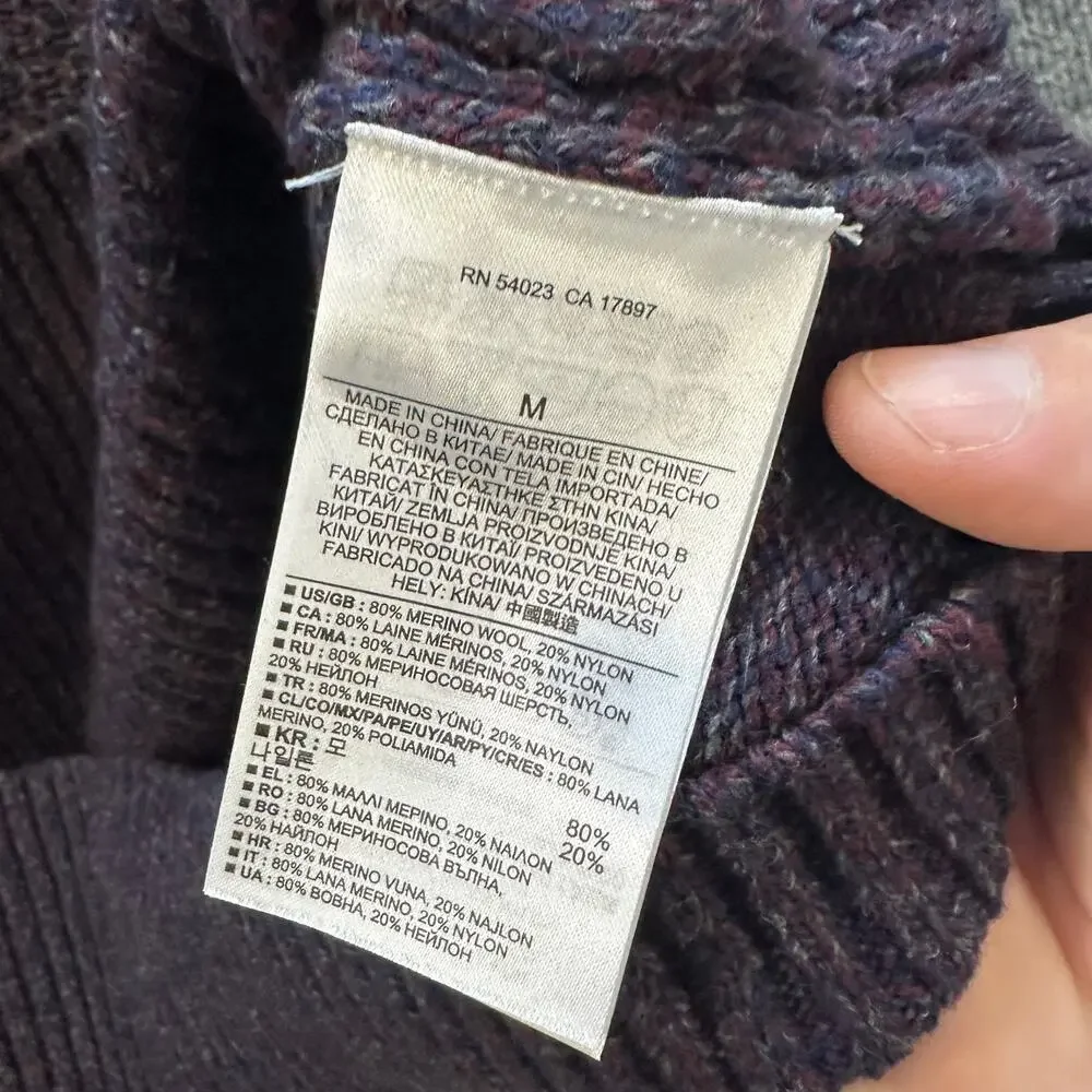 Banana Republic Men’s Merino Wool Mock Neck Sweater Chunky Italian Yarn M
